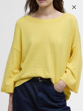 NWT BARBOUR Womens Sunray Yellow Lucy Jersey Cotton & Linen Sweater Jumper SZ 6